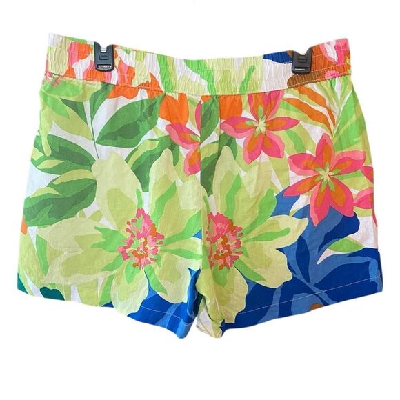 Alani Noelle Sz M Green Yellow Linen/Rayon Floral Adj. Waist Summer Shorts - Picture 2 of 7